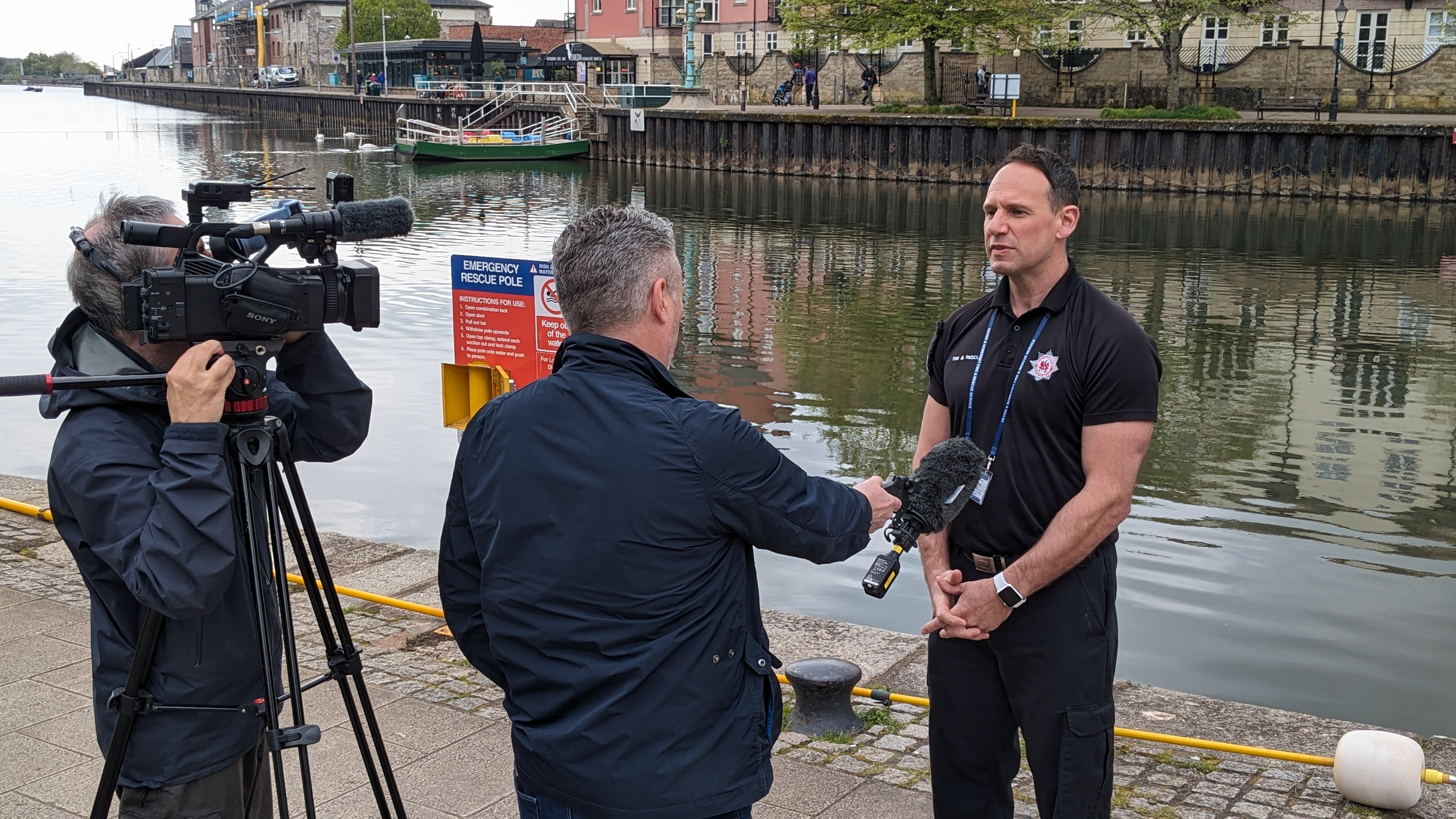 Steve Fisher from our Prevention team being interviewed about water safetyy the BBC Spotlight team